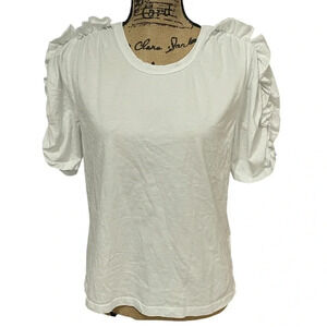 A.L.C. Ruffle Sleeve Cotton Top Shirt White Size Large New With Tags